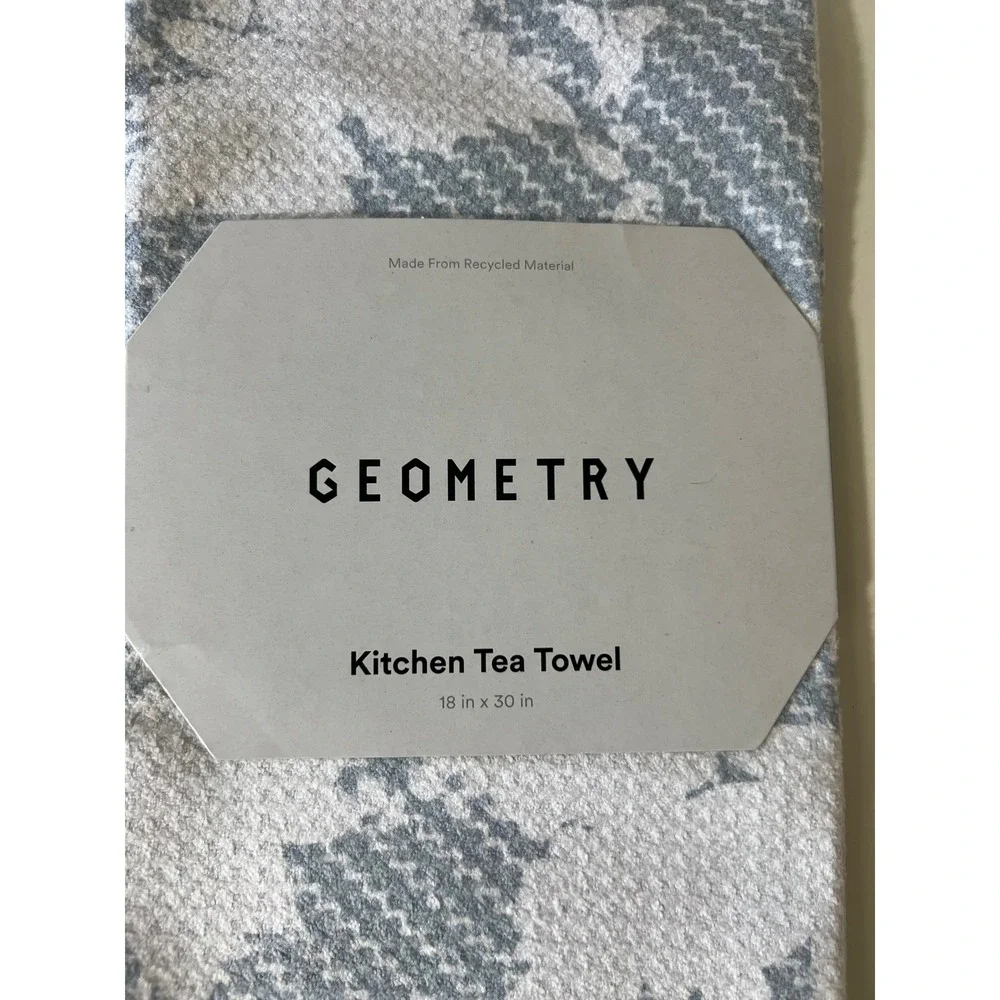 Geometry Kitchen Tea Towels Florals Blue White‎ NWT